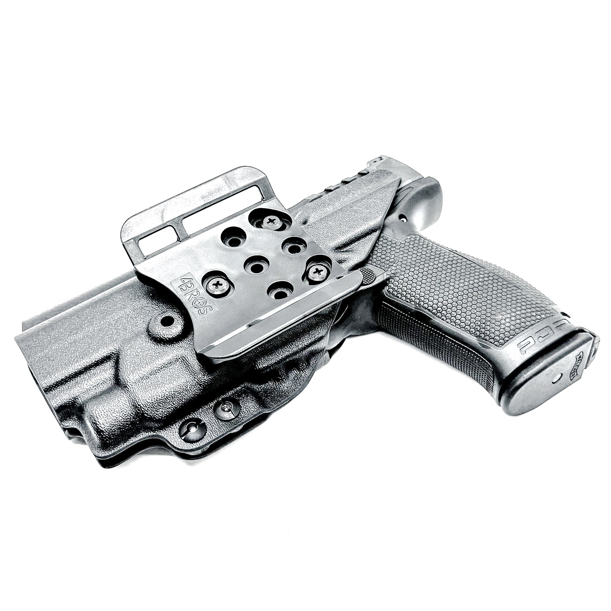 Black Outside Waistband OWB Holster for the Walther PDP Pro SD Compact 4.6" pistol & Streamlight TLR-7 X, TLR-7 HL-X, & A shown with a 4BROS 1.5" Belt Slide.