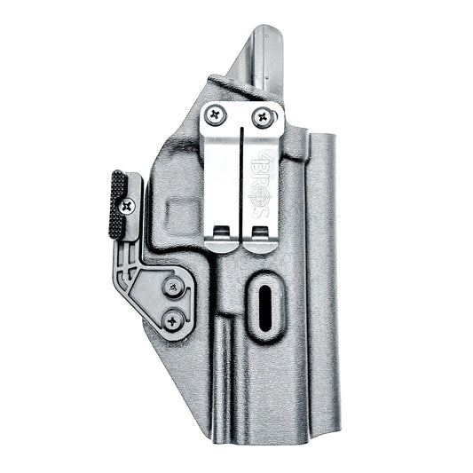 Black Inside Waistband IWB holster for the Walther PDP Pro SD 5.1" pistol with DCC Monoblock and a modwing.