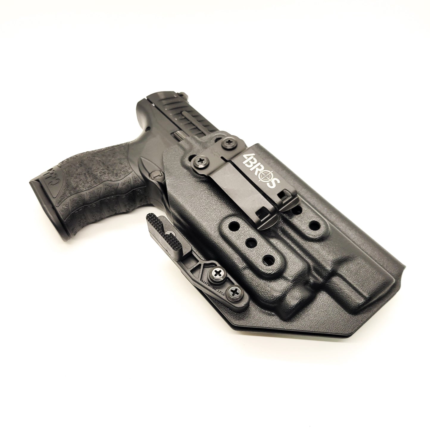 For the best, most comfortable, AIWB, IWB, Kydex Inside Waistband Holster designed to fit the Walther PPQ M2 5” pistol with Streamlight TLR-7X, TLR-7 X, & TLR-7 A, shop Four Brothers 4BROS holsters. Adjustable retention, full sweat guard, minimal material and smooth edges for comfort and concealment. Made in the USA