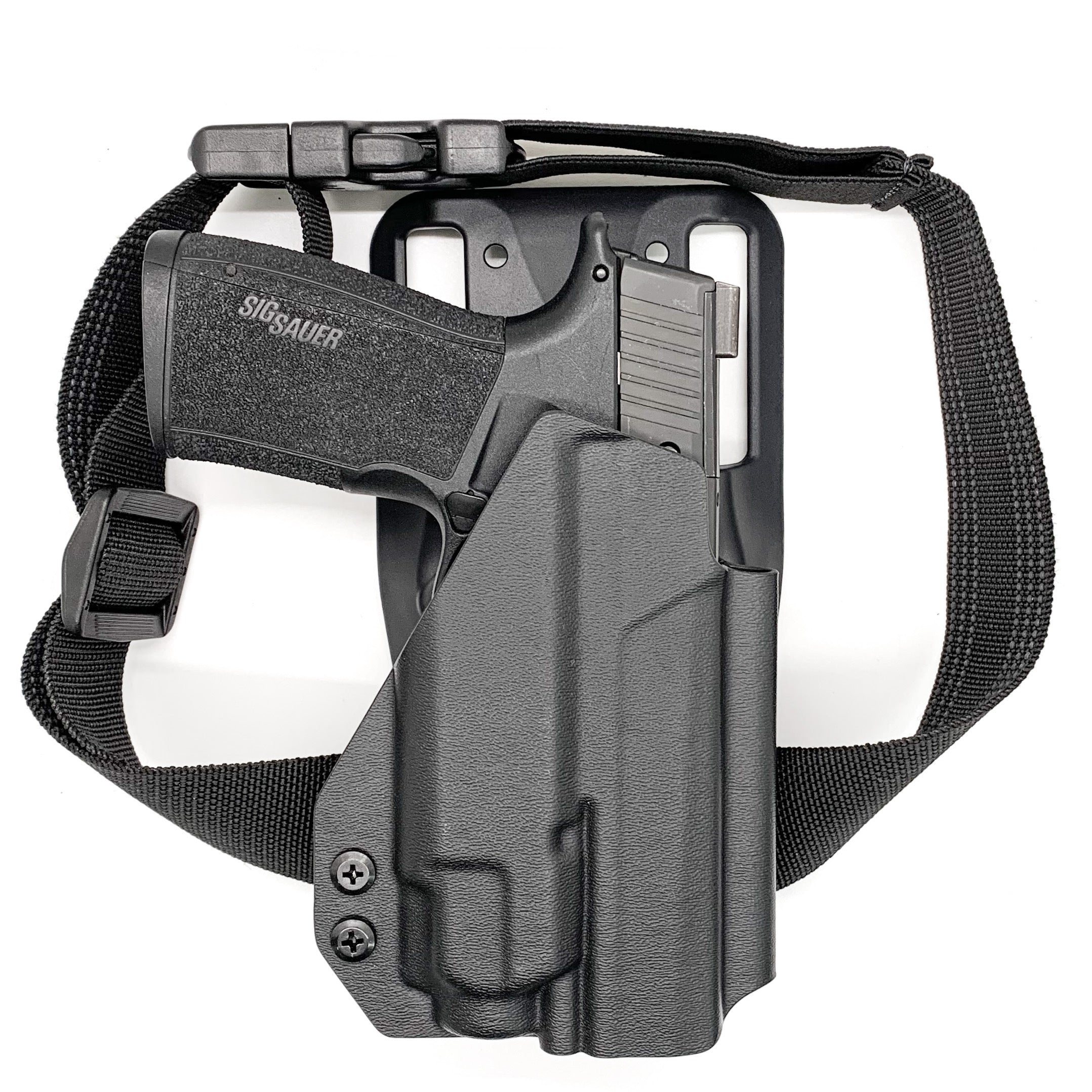For the best Outside Waistband Duty & Competition Kydex Holster designed for the Sig Sauer P365-XMACRO with Streamlight TLR-8 Sub, shop Four Brothers Holsters.  Full sweat guard, adjustable retention, minimal material & smooth edges to reduce printing, open muzzle, cleared for red dot sights. Made in the USA. 