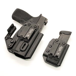 For the best IWB, AIWB, Appendix Inside Waistband Holster and Magazine Carrier combination package of 2023 designed to fit the  Sig Sauer P365-XMACRO, P365-XMACRO COMP, P365-XMACRO TACOPS, and P365-XMACRO COMP ROMEOZERO ELITE with the GoGunUSA Gas Pedal shop Four Brothers Holsters.