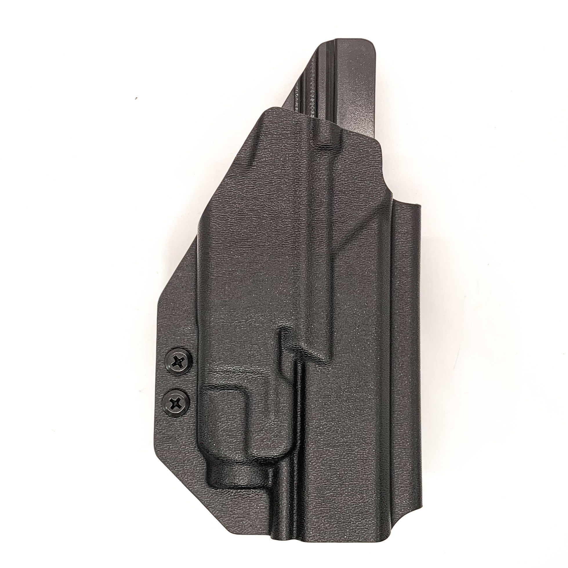 For the best, highest quality, OWB Outside Waistband Holster designed to fit the Springfield Armory Echelon and Streamlight TLR-7A, shop Four Brothers Holters. Cleared for a red dot sight. Full sweat guard, adjustable retention, minimal material, and smooth edges to reduce printing. Proudly made in the USA.