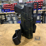 Outside Waistband Duty & Competition Kydex holster designed to fit the Sig Sauer 10MM P320-XTEN and Surefire X-300U.  Full sweat guard, adjustable retention, open muzzle cleared for a red dot sight. Proudly made in the USA for veterans & law enforcement. 10 MM P320-XTEN, P320 X Ten, or P 320 XTEN. X300 X-300 U X-300A X-300B