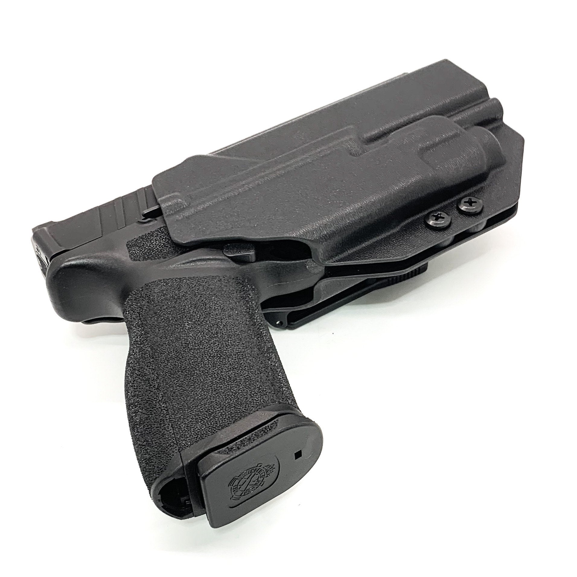 For the best, highest quality, OWB Outside Waistband Holster designed to fit the Springfield Armory Echelon and Streamlight TLR-7A, shop Four Brothers Holters. Cleared for a red dot sight. Full sweat guard, adjustable retention, minimal material, and smooth edges to reduce printing. Proudly made in the USA.