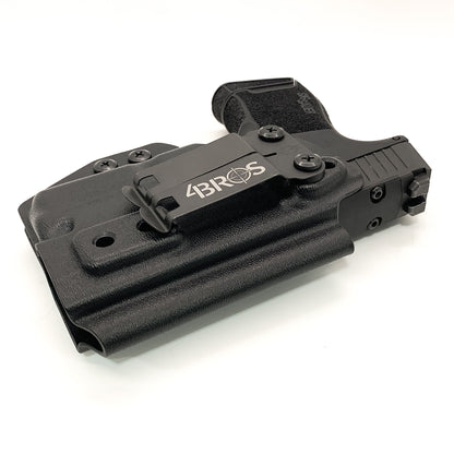 Inside Waistband Holster designed to fit the Sig P365 or P365X pistol with Streamlight TLR-6 light. Holster has adjustable retention,  high sweat shield standard. Profile of the holster cut to allow a red dot sight.  Open muzzle for threaded barrels.