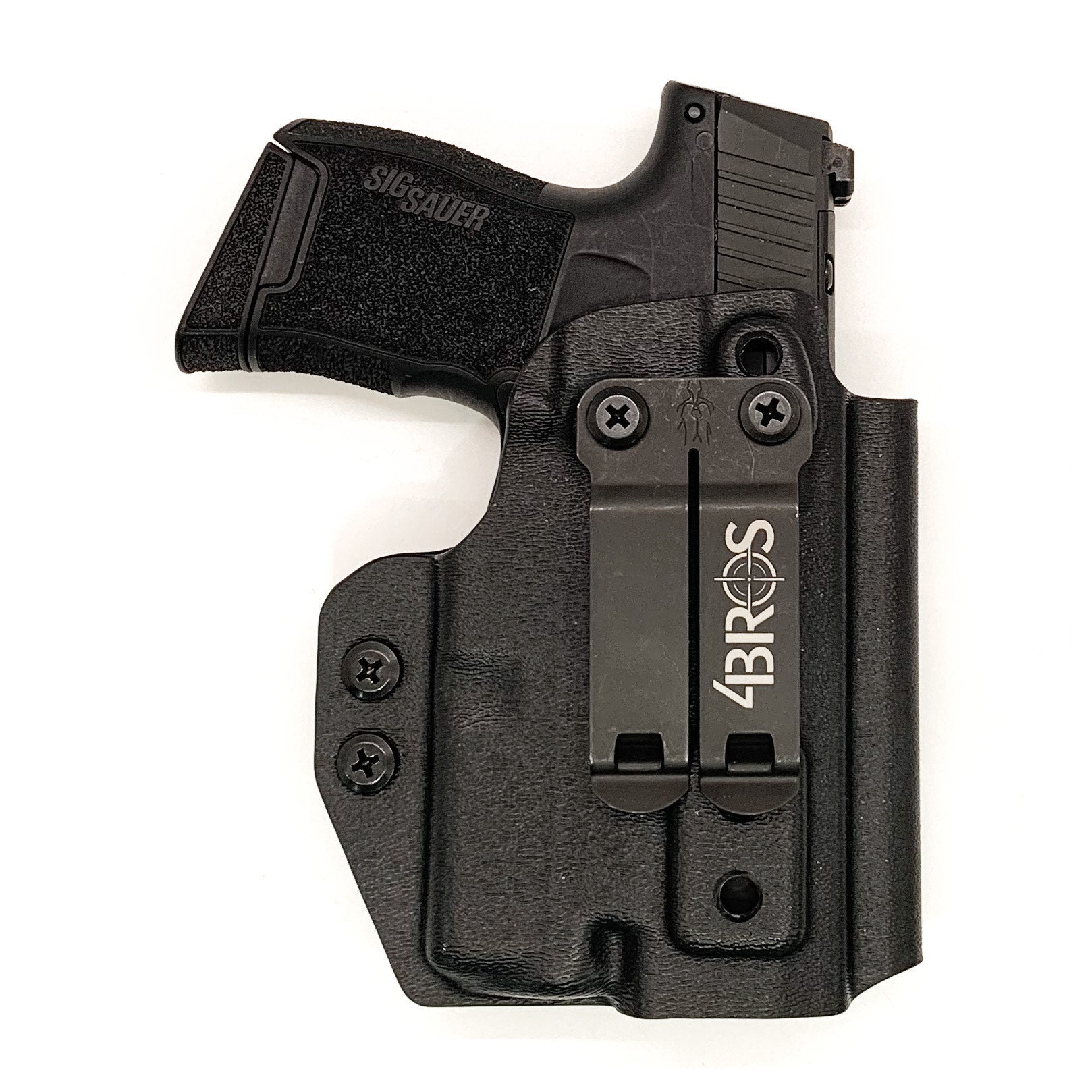 Inside Waistband Holster designed to fit the Sig P365 or P365X pistol with Streamlight TLR-6 light. Holster has adjustable retention,  high sweat shield standard. Profile of the holster cut to allow a red dot sight.  Open muzzle for threaded barrels.