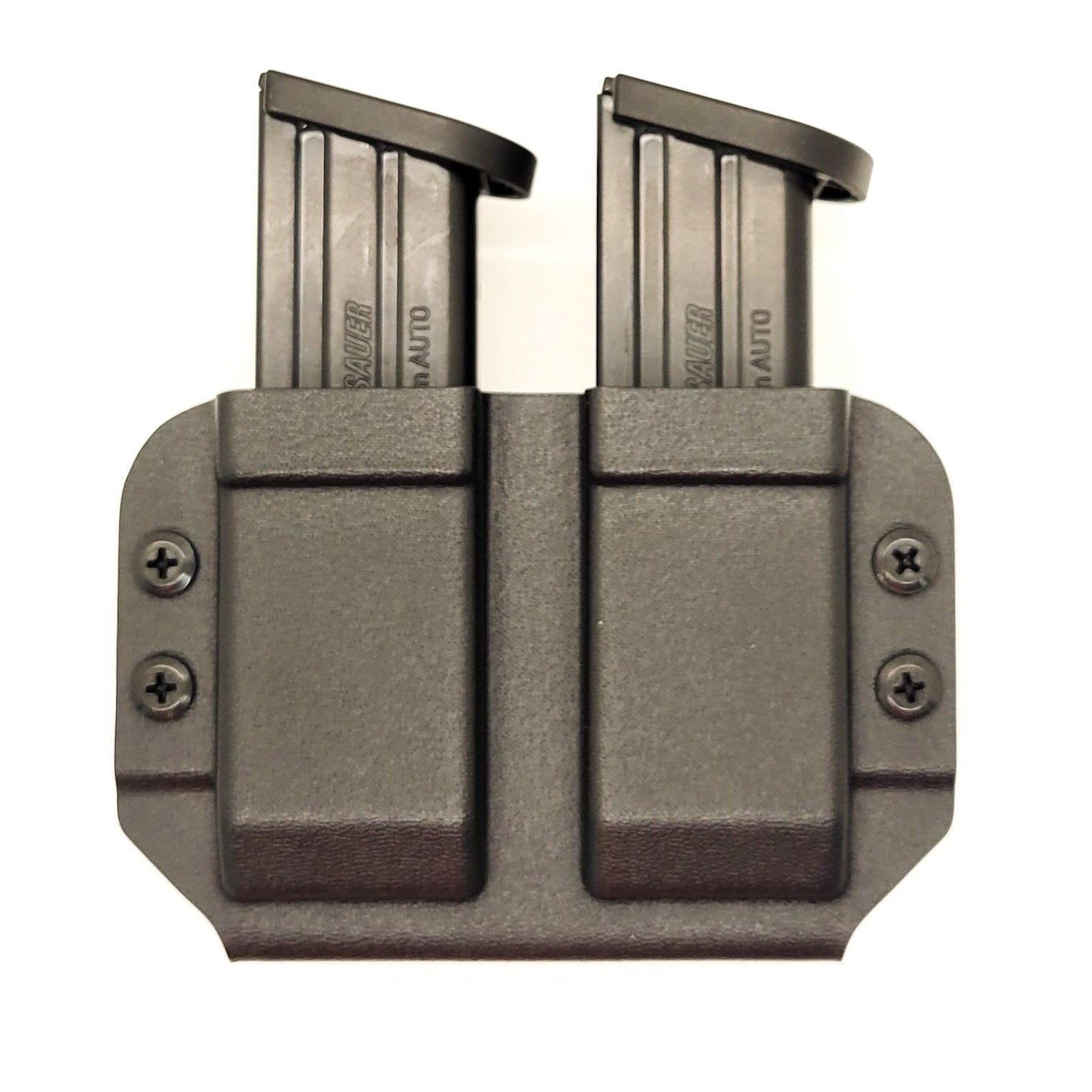 For the best Dual Magazine Holster for Sig, Glock, S&W, Walther, and other double stack 10mm and 45 ACP pistol magazines shop Four Brothers 4BROS Holsters.