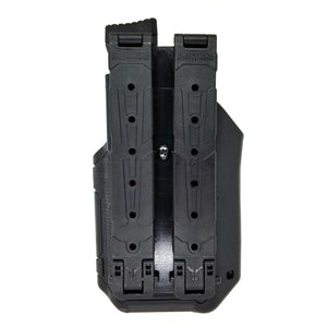 Four Brothers Holsters Straight Molle adapter for standard Blackhawk and Blade-Tech holster attachment pattern. Tested on Blackhawk Taser X26, X2, and Omnivore as well as Blade-Tech X26 and Taser 7 Holsters. May fit other Blackhawk or Blade-Tech Holsters. Installation instructions are included in the packaging. 
