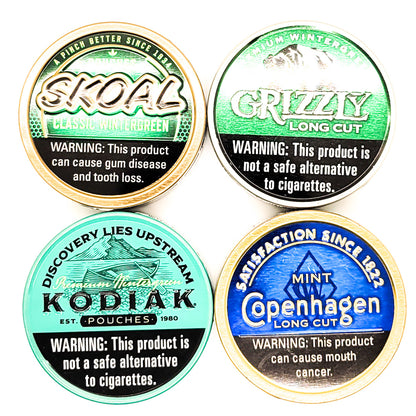 Kydex dip can (or chew can) holster designed to ride on your belt and hold your favorite adult lip candy securely, shop Four Brothers Holsters. 