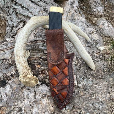 Our 4Bros Custom Leather Knife Sheath is a 100% custom-made knife sheath that is made by hand specifically for your knife by our Leatherworker. 