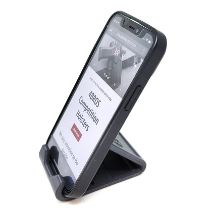 For a quality, universal phone or tablet stand, shop Four Brothers 4Bros Holsters.  It’s made in a minimalist design from PLA, a plant-based material.