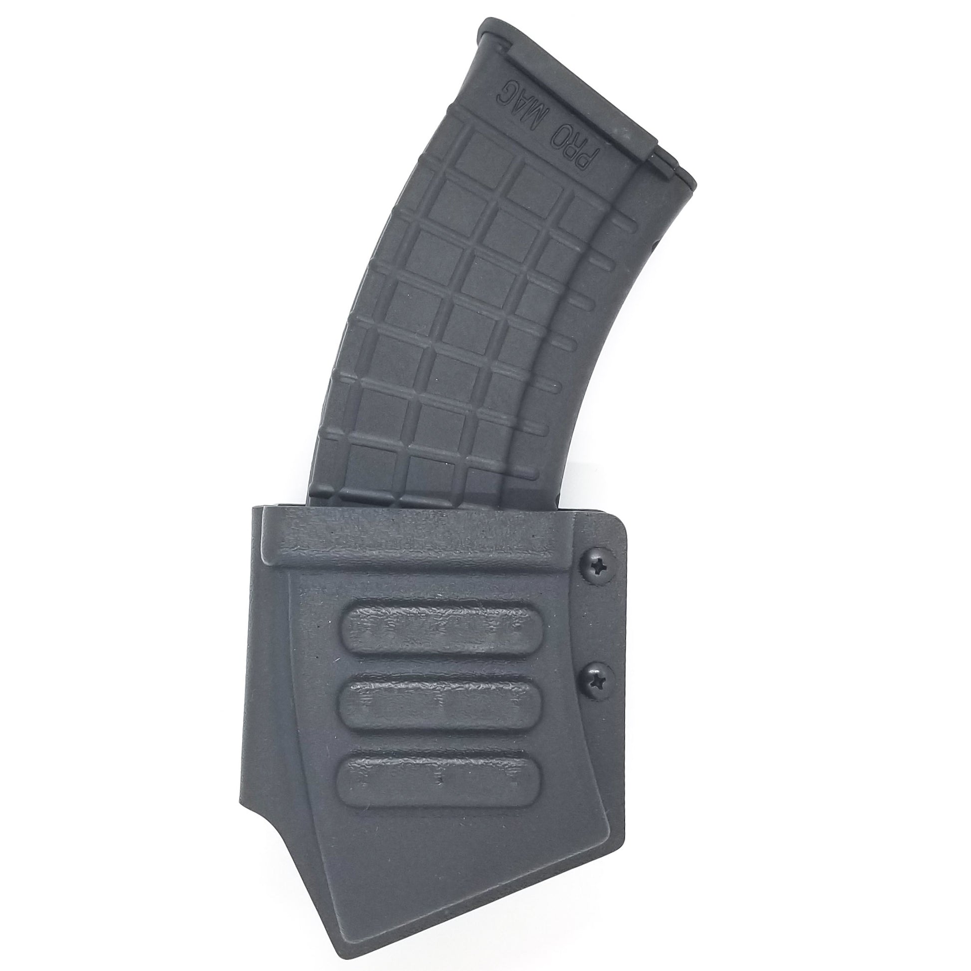 Outside Waistband AK-47 magazine pouch designed to fit Magpul Pmag, select Pro Mag and Tapco magazines. Tek-Lok Belt attachment fits belts up to 2.25" wide.