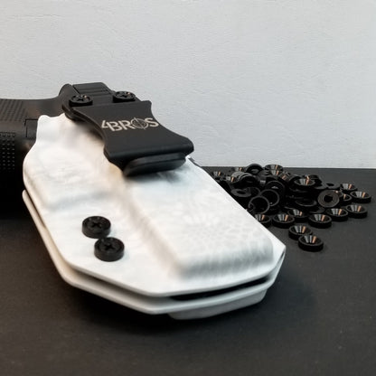 #8 Aluminum Black Anodized per military specs Finish Washer Machined & Chamfer cut for a standard #8 flat head cap screw or #8 truss head screw.  Made in USA 