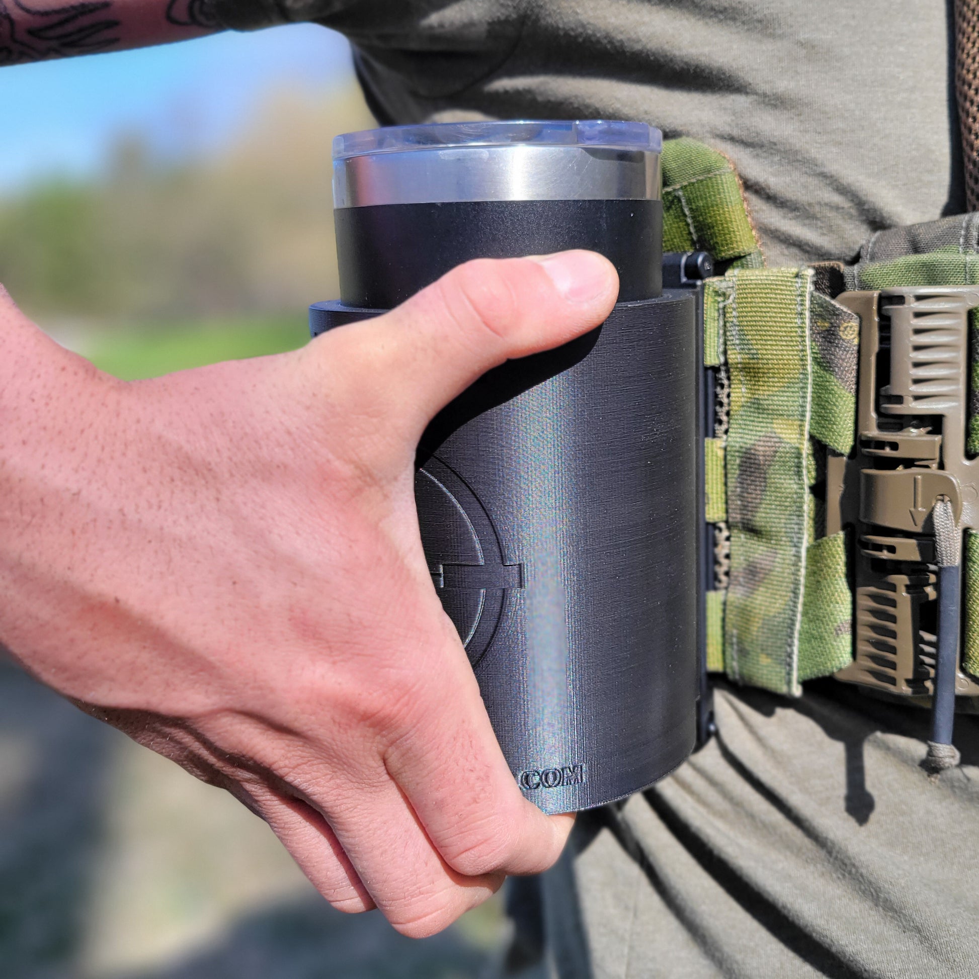 Our 3D-printed 20-ounce Yeti Cup Holder is printed in-house with PETG material with Molle, Tek-Lok, or Slide attachments from Four Brothers 4BROS Holsters.