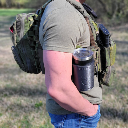 Our 3D-printed 20-ounce Yeti Cup Holder is printed in-house with PETG material with Molle, Tek-Lok, or Slide attachments from Four Brothers 4BROS Holsters.