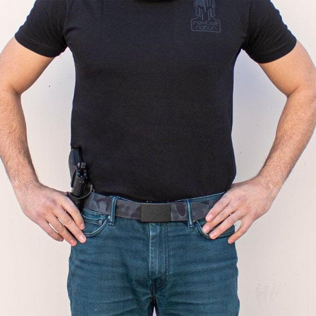 The Nexbelt EDC belt is flexible enough to wear all day but stiff enough to effectively hold your everyday carry pistol or firearm from Four Brothers Holsters.