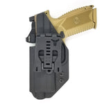 Best Outside Waistband Taco Style Holster for the FN 509 standard and 509 Tactical versions. Adjustable retention High sweat guard standard, medium and low height available on request. Custom material colors, patterns and belt attachments available upon request