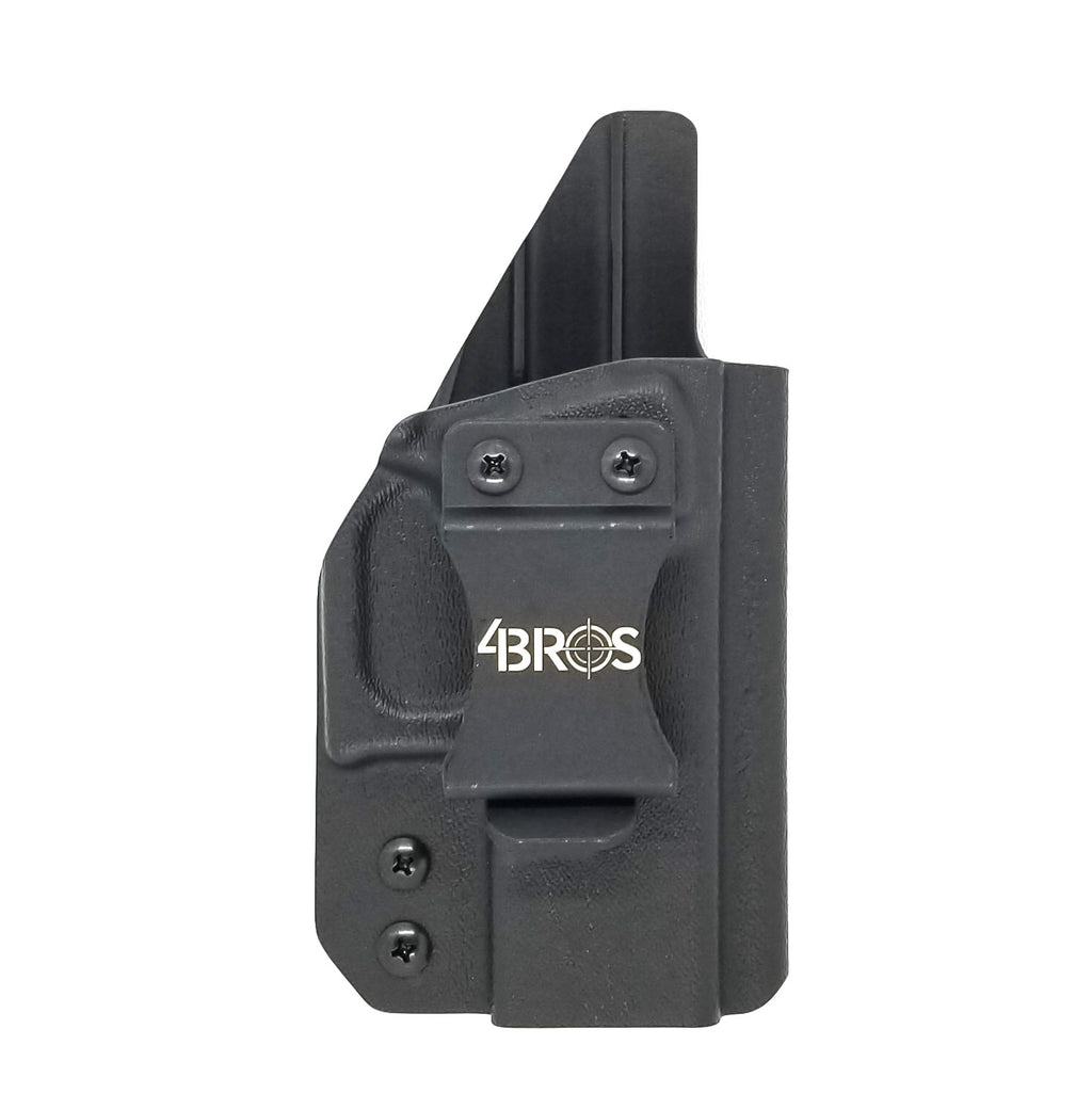 Inside Waistband Holster Holster will fit a Glock 26 or 27 Adjustable retention High Sweat shield standard, Medium and Low Sweat Shield height available on request Optional Modwing includes 2 inserts to allow user to adjust the amount of leverage placed against the inside of the belt to reduce firearm printing Custom m…