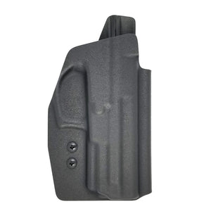 Holster made specifically for the Sig SP2022 Made with .080 black thermoplastic for durability and wear The slim profile and design provide the correct amount of retention while reducing firearm "print" under a shirt or jacket Adjustable Retention Body side sweat guard standard