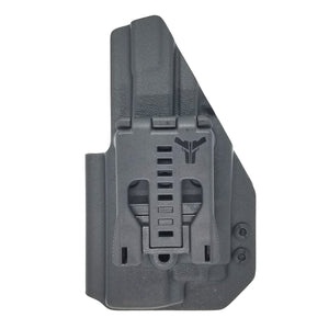 Outside Waistband Kydex Thermoplastic Holster designed to fit the Sig Sauer P320 Carry, P320 Compact and P320 M18 pistols with Olight PL-Mini 2 weapon mounted light and GoGun USA Gas Pedal CG. Adjustable retention, profile cut for red dot sights. Holster is proudly made in USA by Law Enforcement and Military Veterans
