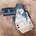 For the best Outside Waistband Taco Style Holster for the FN 509 compact, 509, and 509 Tactical with the Streamlight TLR-7 shop Four Brothers Holster 4BROS.  Made from .080" Thermoplastic for durability, adjustable retention, profile cut to allow red dot sights on the pistol.  Proudly made in the USA.  FN509T, FN 509