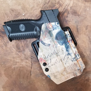 Best Outside Waistband Taco Style Holster for the FN 509 compact, 509 and 509 Tactical with the Streamlight TLR-7 Adjustable retention High sweat guard standard, medium and low height available on request.