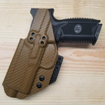Best Inside Waistband Taco Style Holster designed to fit the FN 509 standard and 509 Tactical pistols, Full Sweat Guard, Adjustable Retention, Minimal material and smooth edges to reduce printing. Adjustable ride height and cant. Made from .080" thermoplastic for durability. Proudly made in the USA