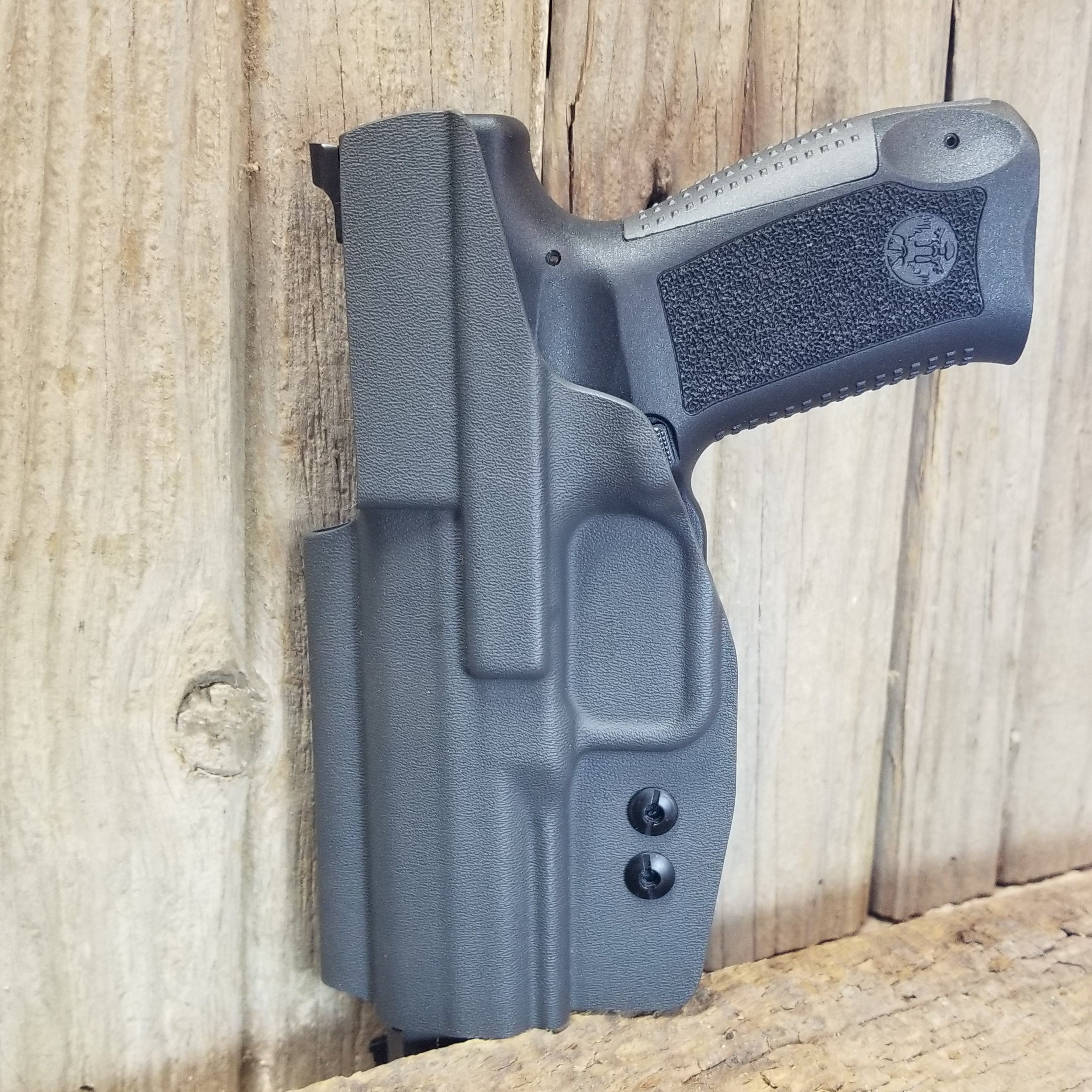 Inside Waistband Taco Style Holster for the Canik TP9 series of pistols. Holster test fit and retention is set using the TP9SFX. The holster mold is designed to allow all TP9 pistols to fit with correct retention and clearance for controls Adjustable retention High sweat guard standard, medium and low height available