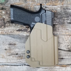 Inside Waistband Kydex Thermoplastic Holster designed to fit all P320 Carry pistols, including the M18 with GoGunsUSA Gas Pedal. This holster will also fit the P320 Wilson Combat Carry grip module.  Adjustable retention, profile cleared for red dot sights. Proudly made in USA by Law Enforcement and Military Veterans