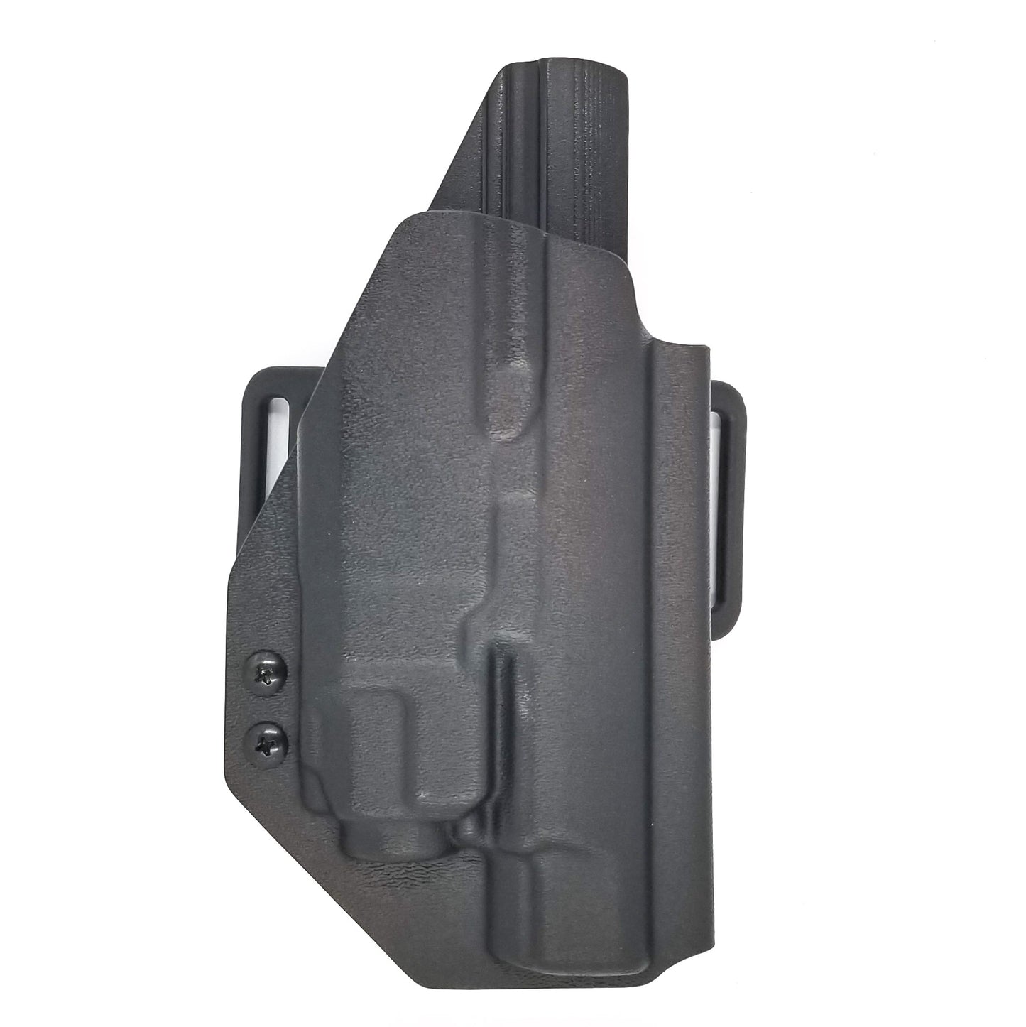 Outside Waistband OWB Taco Style Holster designed to fit  5" Walther PPQ M2 pistol with Streamlight TLR-8 or TLR-8A weapon mounted light.  The retention of the holster is easily adjusted so that the fit can be dialed into your personal preference. Each holster is vacuum formed with a precision machined mold.