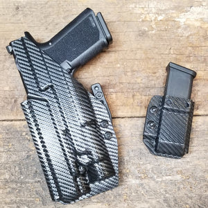 For the best Inside Waistband Kydex Thermoplastic Holster designed to fit the Polymer80 PF940 & PF940C with Streamlight TLR-1, shop 4Bros. Adjustable Retention, Profile cut for red dot sights, full sweat guard, adjustable ride height and cant.. Made in the USA by law enforcement and military veterans.