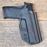 Outside waistband OWB Holster designed to fit the Smith and Wesson M&P 380 Shield EZ Adjustable retention High sweat shield standard, medium and low sweat shield height available on request  Manufactured from .080" thick thermoplastic for durability