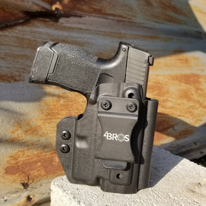 Inside Waistband Holster designed to fit the Sig P365 or P365X pistol with Streamlight TLR-6 light. Holster has adjustable retention,  high sweat shield standard. Profile of the holster cut to allow a red dot sight.  Open muzzle for threaded barrels.