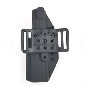 Outside waistband holster designed to fit all Sig P320 pistols with the Align Tactical Thumb Rest Takedown Lever installed. Holster fits the Compact, Carry, M17, M18, X5 and Legion pistols. Profile cut to work with red dot sights, including the Trijicon SRO Open Muzzle adjustable retention,  assembled in the USA 
