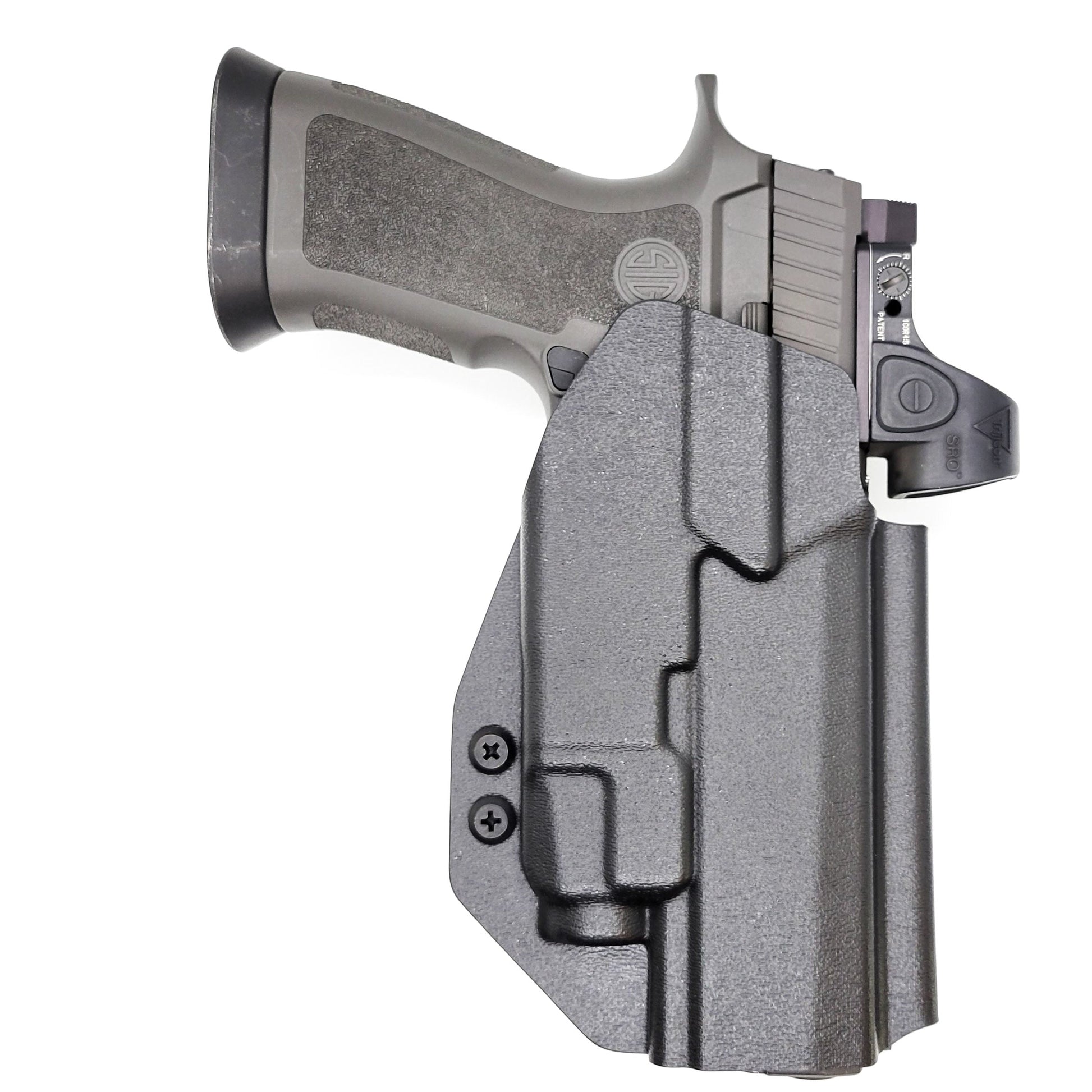 For the best OWB Holster for the Sig Sauer P320 Full Size, X5 or M17 & Streamlight TLR-7 X or A & Align Tactical Thumb Rest shop Four Brothers 4BROS holsters. 