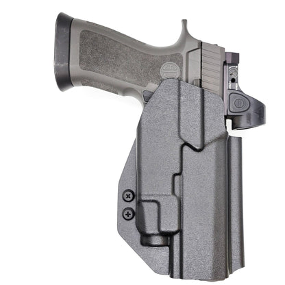 For the best OWB Holster for the Sig Sauer P320 Full Size, X5 or M17 & Streamlight TLR-7 X or A & Align Tactical Thumb Rest shop Four Brothers 4BROS holsters. 
