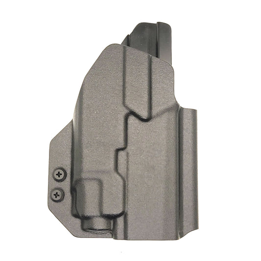 Outside Waistband Holster designed to fit the Sig Sauer P320 Compact, Carry, and M18 pistols with the Streamlight TLR-8 or TLR-8A light and Align Tactical Thumb Rest Takedown lever mounted to the pistol.