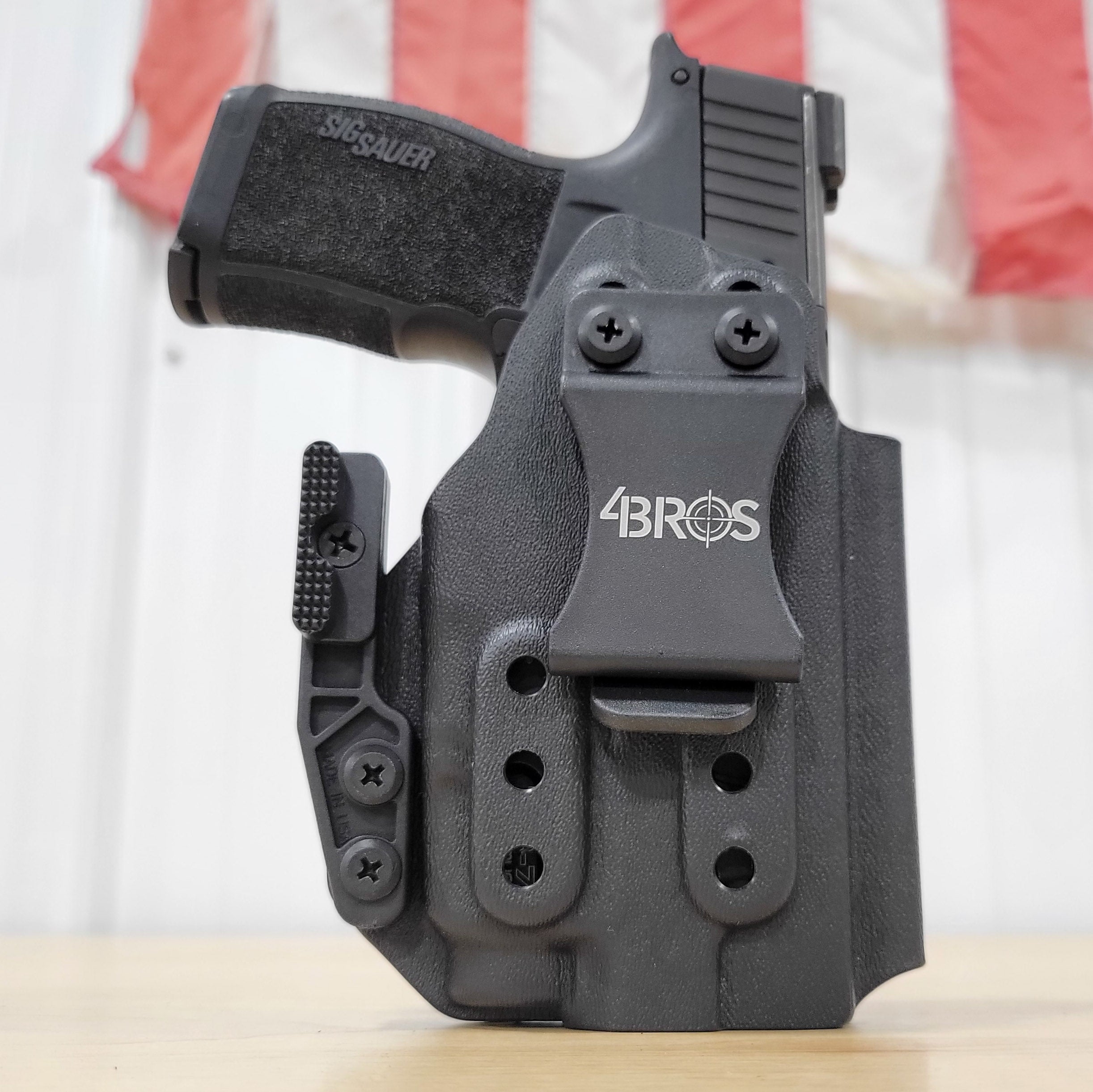 Inside waistband holster designed to fit the Sig Sauer P365 or P365XL pistol with the Tactical Development Pro Ledge Tactical Application Rail and Streamlight TLR-7 mounted to the weapon. This holster will fit the Sig P365, P365X, P365XL Spectre, P365 XL RomeoZero, P365X RomeoZero, P365 SAS and P365XL Spectre Comp.