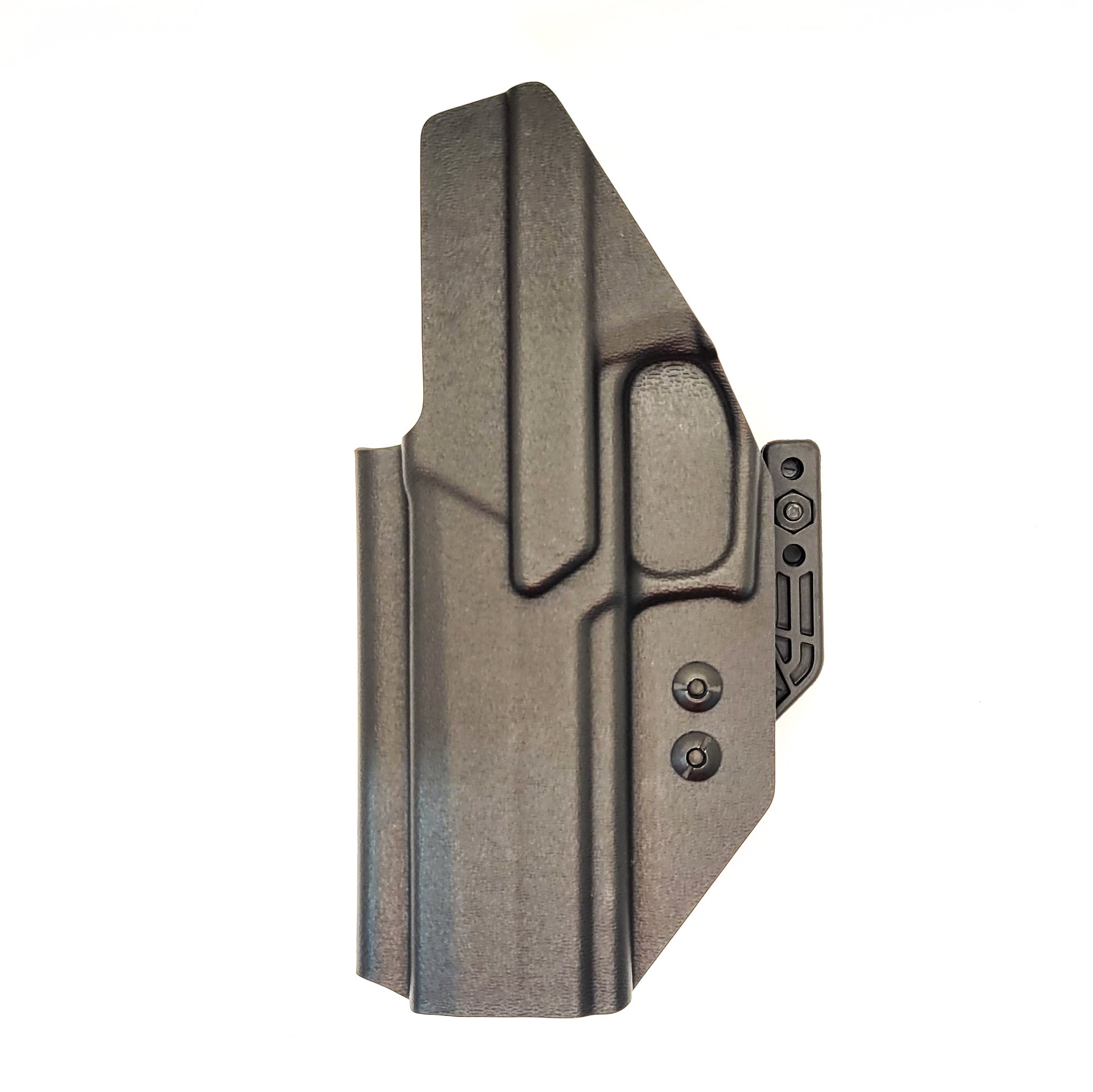 Our Inside Waistband holster for the Sig Sauer P320-XTEN pistol is vacuum formed with a precision machined mold designed from a CAD model of the actual firearm. Each holster is formed, trimmed and folded in house. Final fit and function tests are done with the actual pistol to ensure the holster fits the gun and has the correct amount of retention. The retention of the holster is easily adjusted so that the fit can be dialed in to your personal preference. 