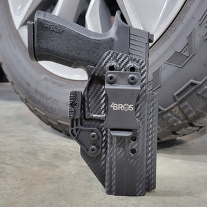 Our Inside Waistband holster for the Sig Sauer P320-XTEN pistol is vacuum formed with a precision machined mold designed from a CAD model of the actual firearm. Each holster is formed, trimmed and folded in house. Final fit and function tests are done with the actual pistol to ensure the holster fits the gun and has the correct amount of retention. The retention of the holster is easily adjusted so that the fit can be dialed in to your personal preference. 