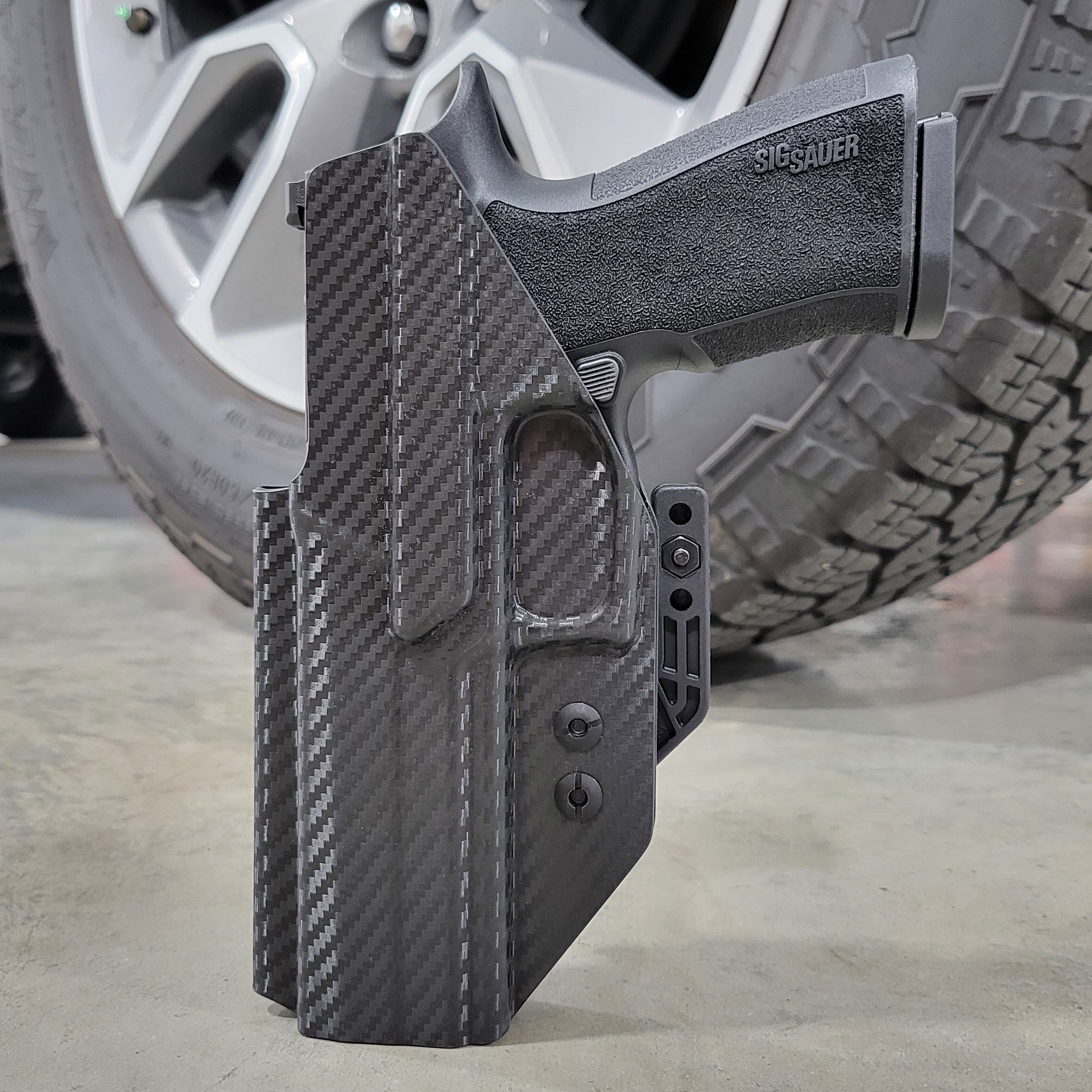 Our Inside Waistband holster for the Sig Sauer P320-XTEN pistol is vacuum formed with a precision machined mold designed from a CAD model of the actual firearm. Each holster is formed, trimmed and folded in house. Final fit and function tests are done with the actual pistol to ensure the holster fits the gun and has the correct amount of retention. The retention of the holster is easily adjusted so that the fit can be dialed in to your personal preference. 