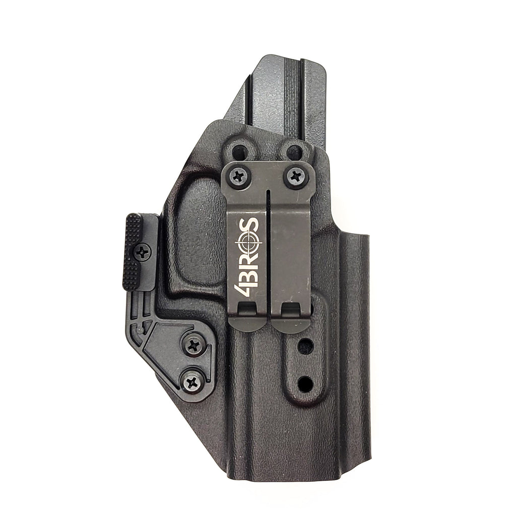 Inside Waistband Holster designed to fit all P320 Carry pistols, including the M18 with the Align Tactical Thumb Rest. This holster will also fit the P320 Wilson Combat Carry grip module. The holster will work with or without the Align Tactical Thumb Rest Takedown Lever installed on the pistol.