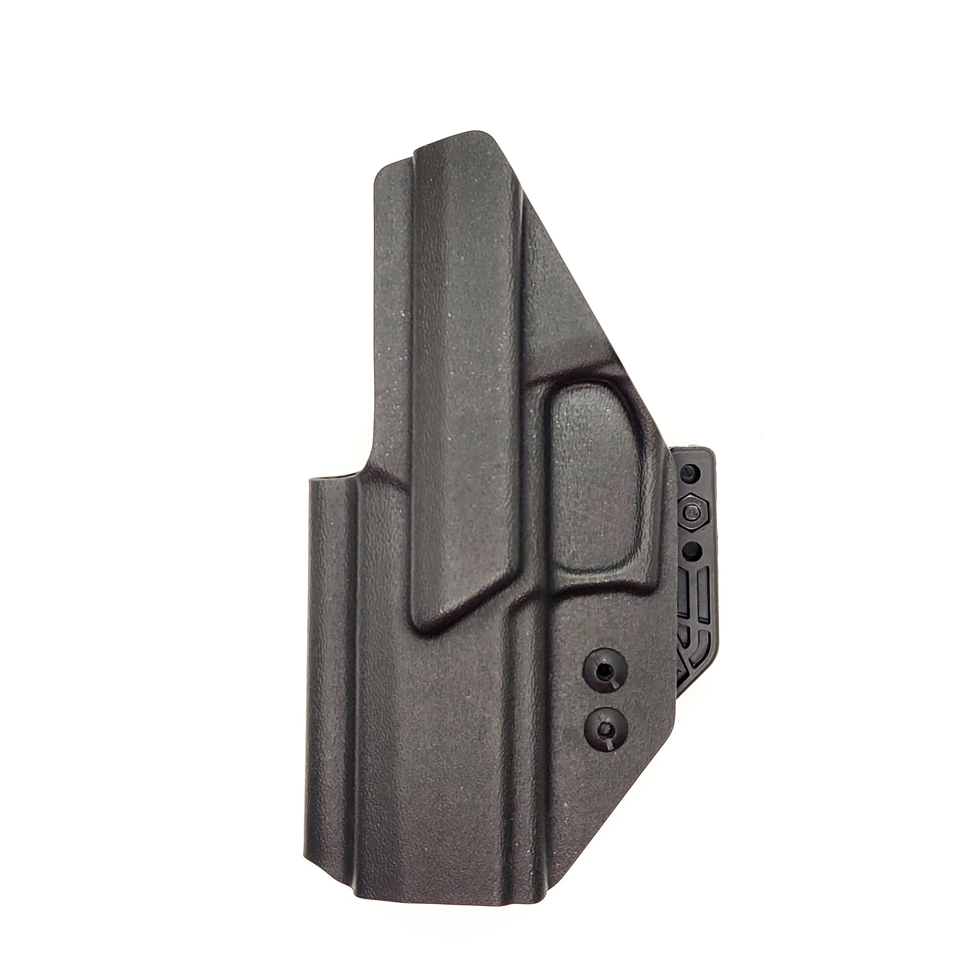 Inside Waistband Holster designed to fit all P320 Carry pistols, including the M18 with the Align Tactical Thumb Rest. This holster will also fit the P320 Wilson Combat Carry grip module. The holster will work with or without the Align Tactical Thumb Rest Takedown Lever installed on the pistol.