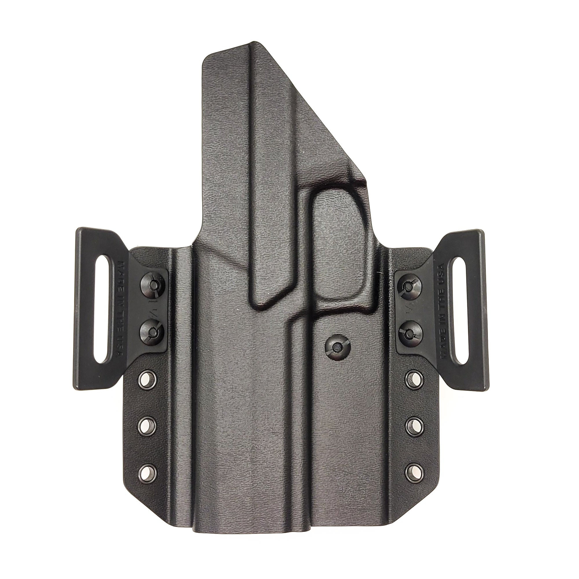 Outside Waistband Pancake Style Kydex holster designed to fit the Sig Sauer 10MM P320-XTEN.  Full sweat guard, adjustable retention, open muzzle and profiled for a red dot sight. Proudly made in the USA for veterans and law enforcement. 10 MM P320-XTEN, P320 X Ten or P 320  XTEN. 10 for the win!