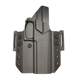 Outside Waistband Pancake Style Kydex holster designed to fit the Sig Sauer 10MM P320-XTEN.  Full sweat guard, adjustable retention, open muzzle and profiled for a red dot sight. Proudly made in the USA for veterans and law enforcement. 10 MM P320-XTEN, P320 X Ten or P 320  XTEN. 10 for the win!