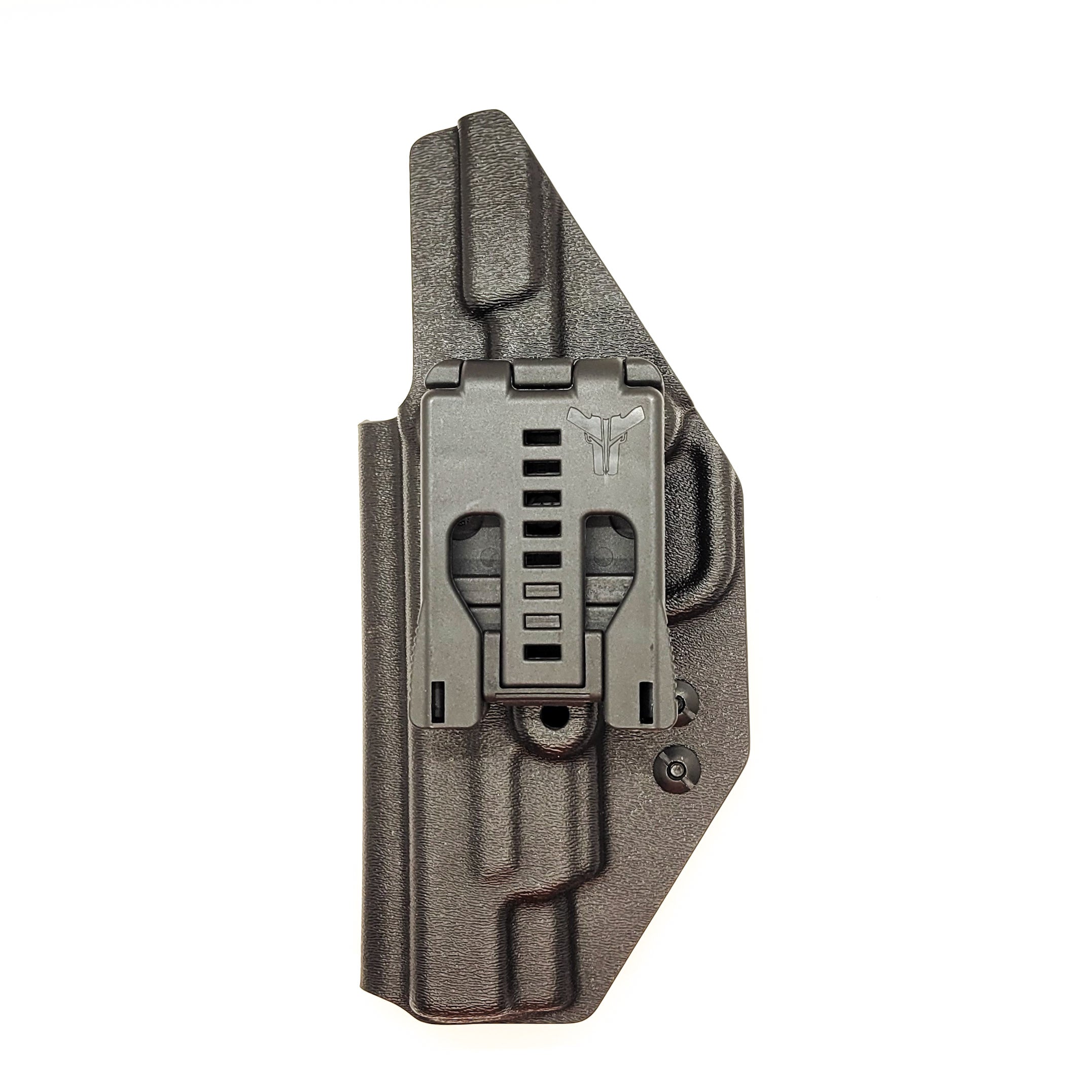 Outside Waistband Kydex Taco Style Holster designed to fit the Smith and Wesson M&P 10MM M2.0 pistol with thumb safety. The holster is designed to fit both the 4" and 4.6" barrel lengths. Full sweat guard, adjustable retention, profiled for a red dot sight. Proudly made in the USA for veterans and law enforcement.