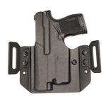 Pancake style outside waistband holster designed to fit the Sig Sauer P365, P365 SAS, and P365XL pistols with the Streamlight light TLR-6. The holster is designed to ride tight to the body, reduce printing and maintain comfort. Full sweat guard, adjustable retention, minimal material, optional 1.5" or 1.75" Belt Loops.