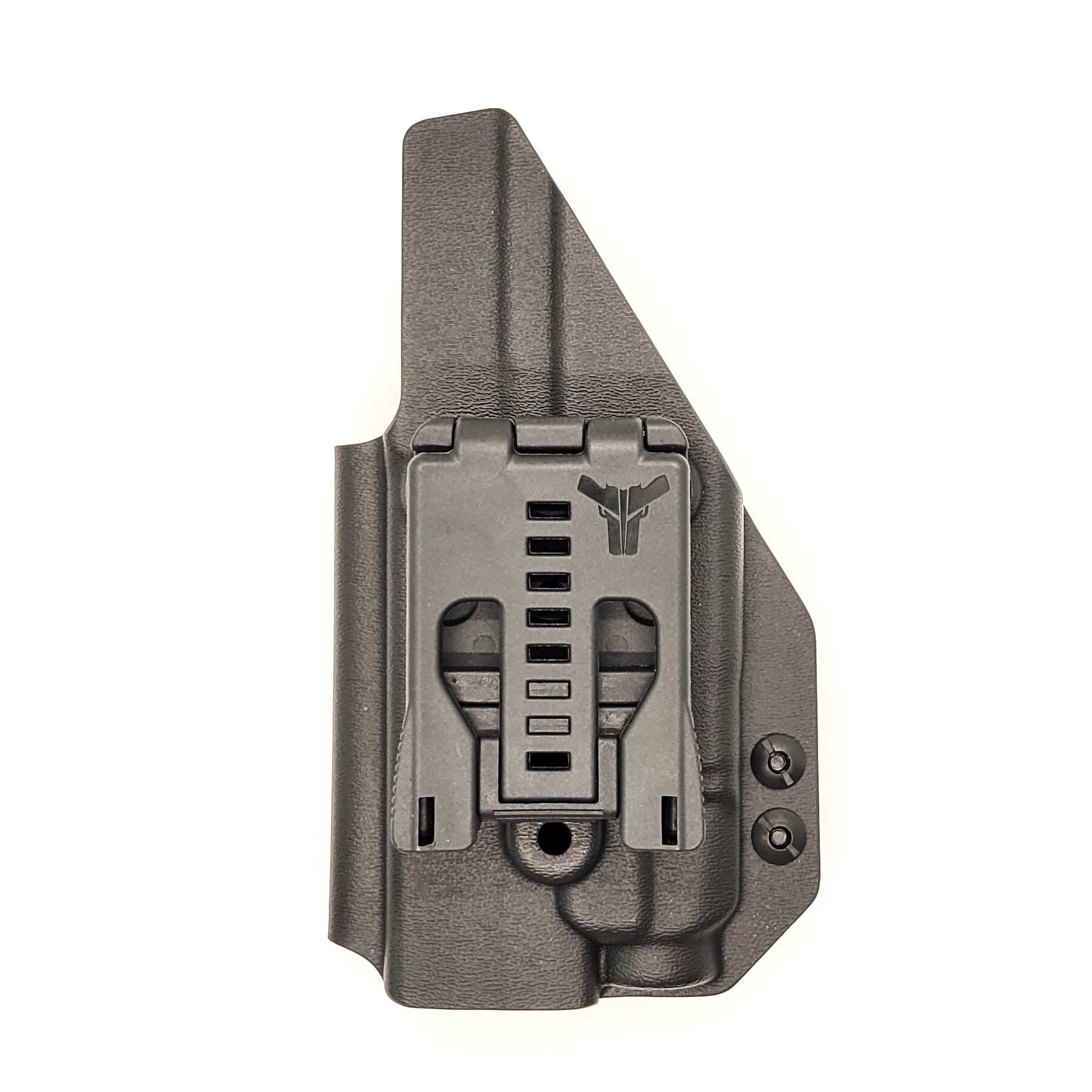 Outside Waistband Kydex Holster designed to fit the Springfield Hellcat Pro pistol with the Streamlight TLR-7 & TLR-7A light mounted to the handgun. The holster retention is on the light, not the pistol. Full sweat guard, adjustable retention, minimal material, and smooth edges to reduce printing. Made in the USA. 