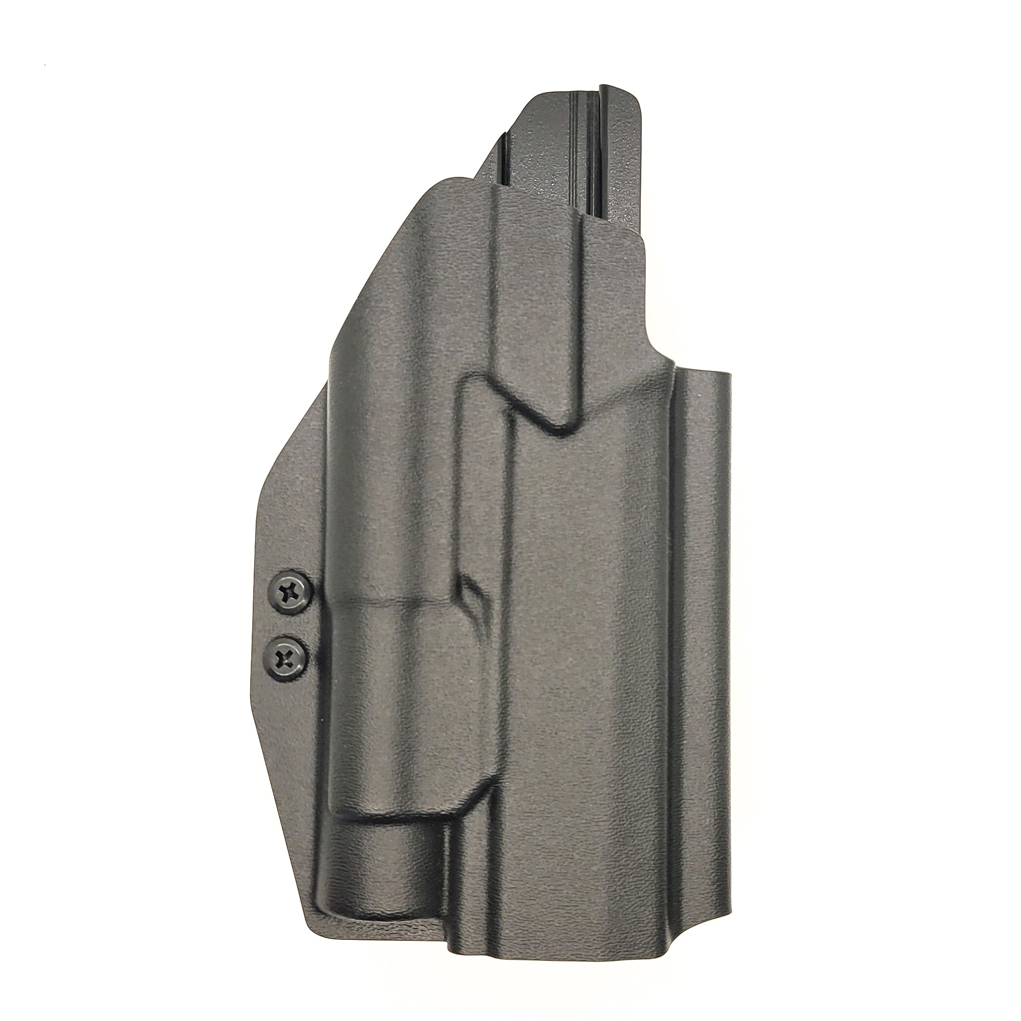 Outside Waistband Kydex Holster designed to fit the Full Size and Carry P320 series with Streamlight TLR-1 and TLR-1HL weapon mounted light and Align Tactical Thumb Rest Takedown Lever. The holster will accommodate the M17, M18, Carry, Compact, & X-Five models. Adjustable Retention, Made in USA. P 320 TLR1 TLR 1