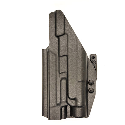 Inside Waistband Kydex Taco Style Holster designed to fit the Smith and Wesson M&P 10MM M2.0 pistol with thumb safety and Streamlight TLR-1 or TLR-1 HL. The holster is designed to fit both the 4" and 4.6" barrel lengths.  Full sweat guard, adjustable retention, profiled for a red dot sight. Proudly made in the USA.